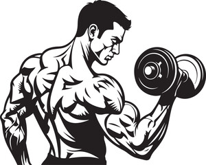 Muscular Man Doing Bicep Curl – Fitness Workout Vector Illustration