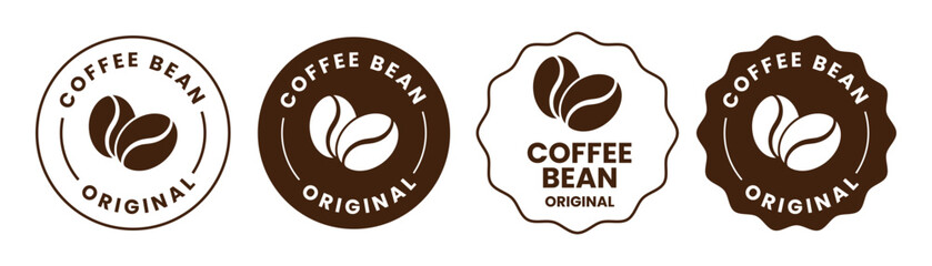 coffee bean original label vector set. premium coffee shop bar brand symbol icon. vector illustration