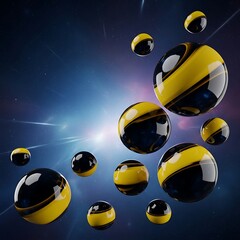 Floating Spheres - A Dance of Light and Shadow in the Cosmos.