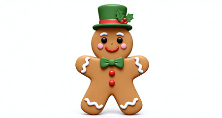 Fototapeta premium Charming 3D Gingerbread Cookie in a Warm Christmas Scene