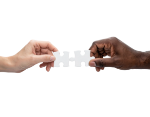 Hands Connecting Puzzle Pieces – Symbolic Teamwork Concept