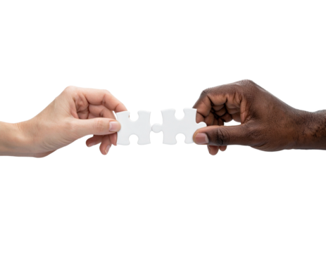 Hands Connecting Puzzle Pieces – Symbolic Teamwork Concept