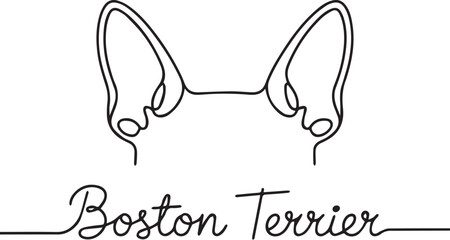 Boston Terrier Minimalist Line Art: Dog Breed Icon