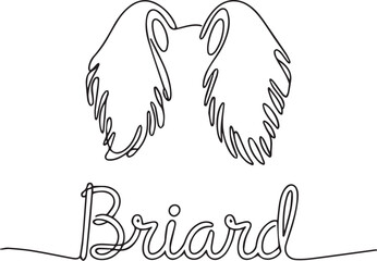 Briard Dog Breed Logo: Minimalist Line Art of Wings and Text