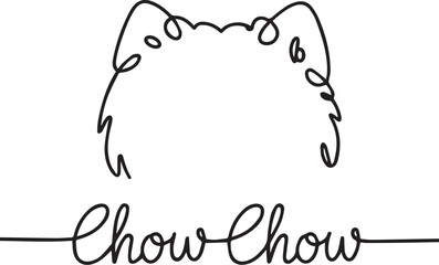 Chow Chow Dog Breed Line Art Illustration