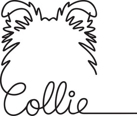 Collie Dog Outline Vector Illustration Minimalist Design