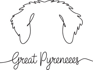 Great Pyrenees Line Art Portrait, Minimalist Dog Breed Illustration