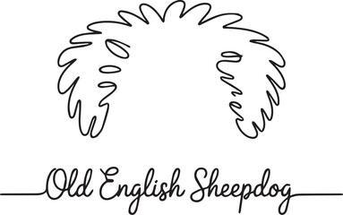 Old English Sheepdog Minimalist Line Art Illustration