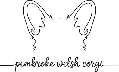 Pembroke Welsh Corgi Line Art, Minimalist Dog Illustration