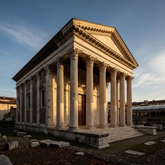Temple of Portunus - Ancient Roman Architecture in Rome, Italy.