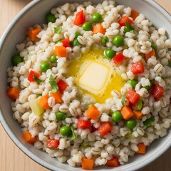 Pearl Barley Bowl with Vegetables and Butter - A Nutritious and Delicious Dish.