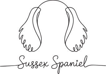 Sussex Spaniel One Line Drawing Illustration