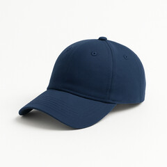 Blue baseball cap isolated on white background with visor and casual style