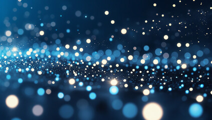 blue glitter vintage lights background. defocused