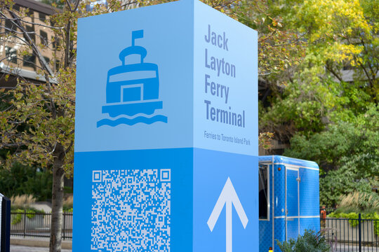 The Jack Layton Ferry Terminal location marker at the foot of Bay St, Toronto