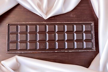 Dark milk chocolate bar in top view