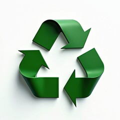 Obraz premium Bright green recycling symbol features three arrows forming cycle on clean white background. Icon represents reuse, reduce waste, protect eco environment. Means sustainability, earth friendly living,