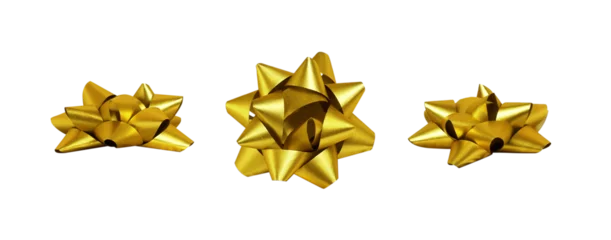 Fototapete Rund Musik Set of golden paper ribbon bows isolated on white or transparent background. Top and profile views.  © Ortis