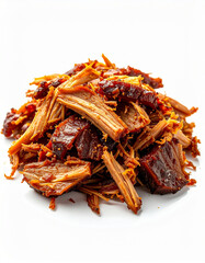 Obraz premium Cooked Shredded Pork Carnitas Isolated on White Background