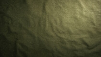 Olive green canvas fabric has a rough texture with natural fibers visible. The material appears crumpled and shows a rugged surface with subtle folds and shadows.