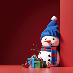 snowman with gift