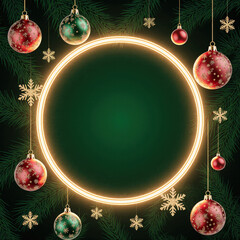 christmas background with balls and ribbon