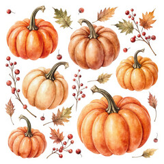 set of pumpkins