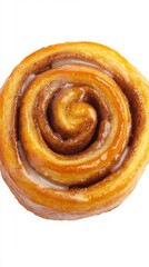 Fototapeta premium Cinnamon roll with sugar glaze, rolled by hand.