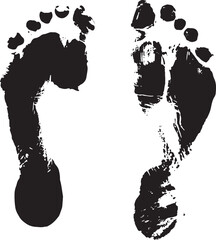 Black footprints on white background symbolizing journey and steps