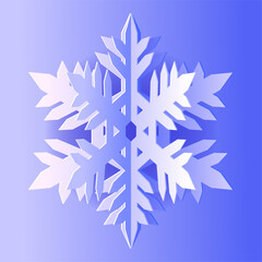 Christmas card. Voluminous paper snowflake on  blue background. vector illustration