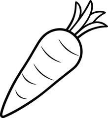 Black and White Parsnip Line Art with Leafy Top and Textured Body