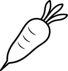 Minimalist Parsnip Root Vegetable Line Drawing Illustration