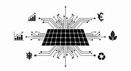 Obraz premium Innovative solar panel technology powering sustainable growth and a green economy