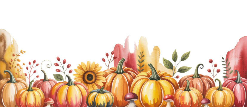 Set of three decorative centerpieces for thanksgiving over isolated transparent background
