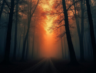 Foggy Forest Halloween Wallpaper