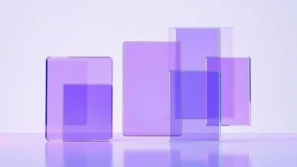 translucent gradient panels overlapping in pastel elegance with reflective surface and digital harmony in minimalist abstract purple blue pink composition