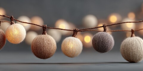 Cozy wool ball string lights for decor