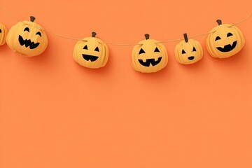 Halloween pumpkin banner on orange background