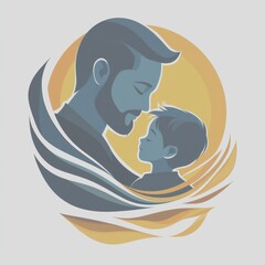 Father and son silhouette showcasing deep connection against a vibrant sunset backdrop - Low Contrast