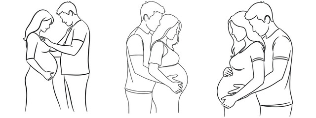 Abstract colorful geometric shapes with a pregnant woman silhouette