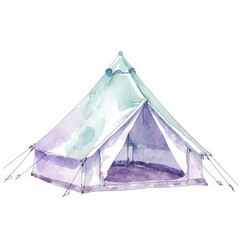 Tent watercolor illustration. Hand drawn tent clipart.