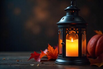 Flickering Candlelight in Decorative Metal Lantern Warm Autumnal Ambiance, Perfect for Halloween, Winter, or Cozy Home Decor