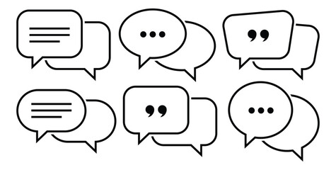 Speech bubble set outline vector. Messaging icon, chat box, text bubble speech