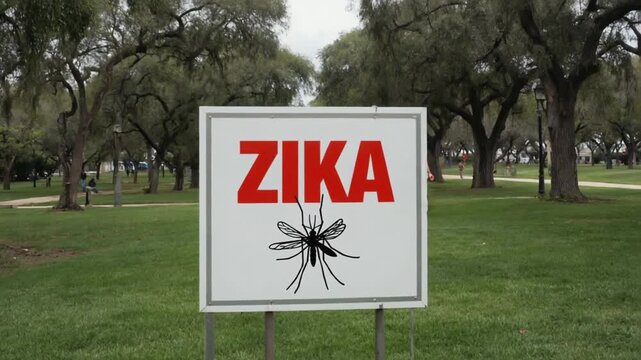 Zika mosquito signal in a park.