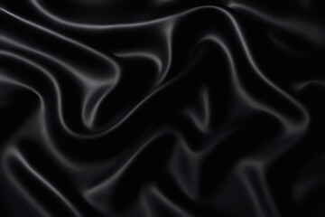 Obraz premium Elegant luxury background. Dark soft true black and white silvery pale dusty silk satin fabric material. Wave line crumpled swirl. Abstract brilliant smooth rich royal velvet wallpaper. Fashion.