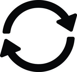 Rotating Arrows Circle Vector: Recycle Symbol, Reload Icon, Refreshing Cycle, Continuous Process, Looping Direction, Turnaround Movement, Business Workflow Diagram Element