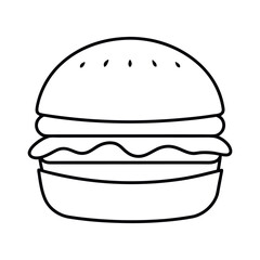 burger bun outline line art vector