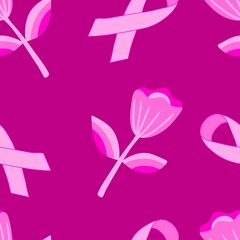 Breast cancer month seamless pink ribbon day mammogram pattern for medical accessories and medicine textiles