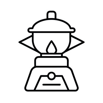 black outline camping lantern icon clip art preview