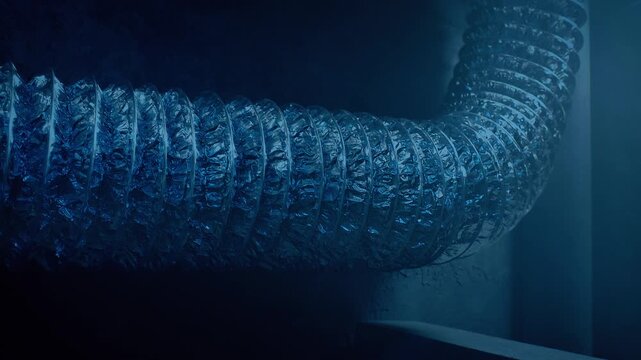 Air Duct Pipe In Dark Building
